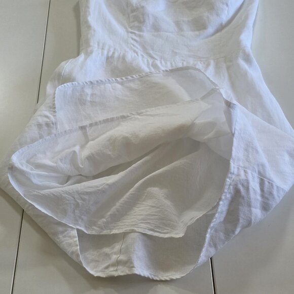 Reformation Linen Mini Dress Sz 2 White Smoked Back Lined Sleeveless Monochrome - Picture 11 of 15